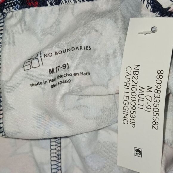 No Boundaries Womens M Floral Print Leggings Red Blue White Stretch Capri - Picture 5 of 6